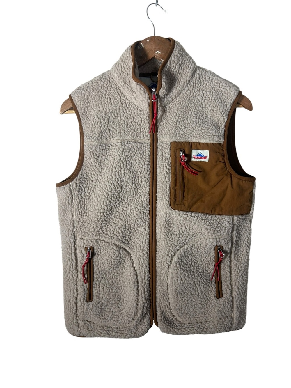 Madewell x Penfield Tan Sherpa Fleece Zip Up Vest Size Small